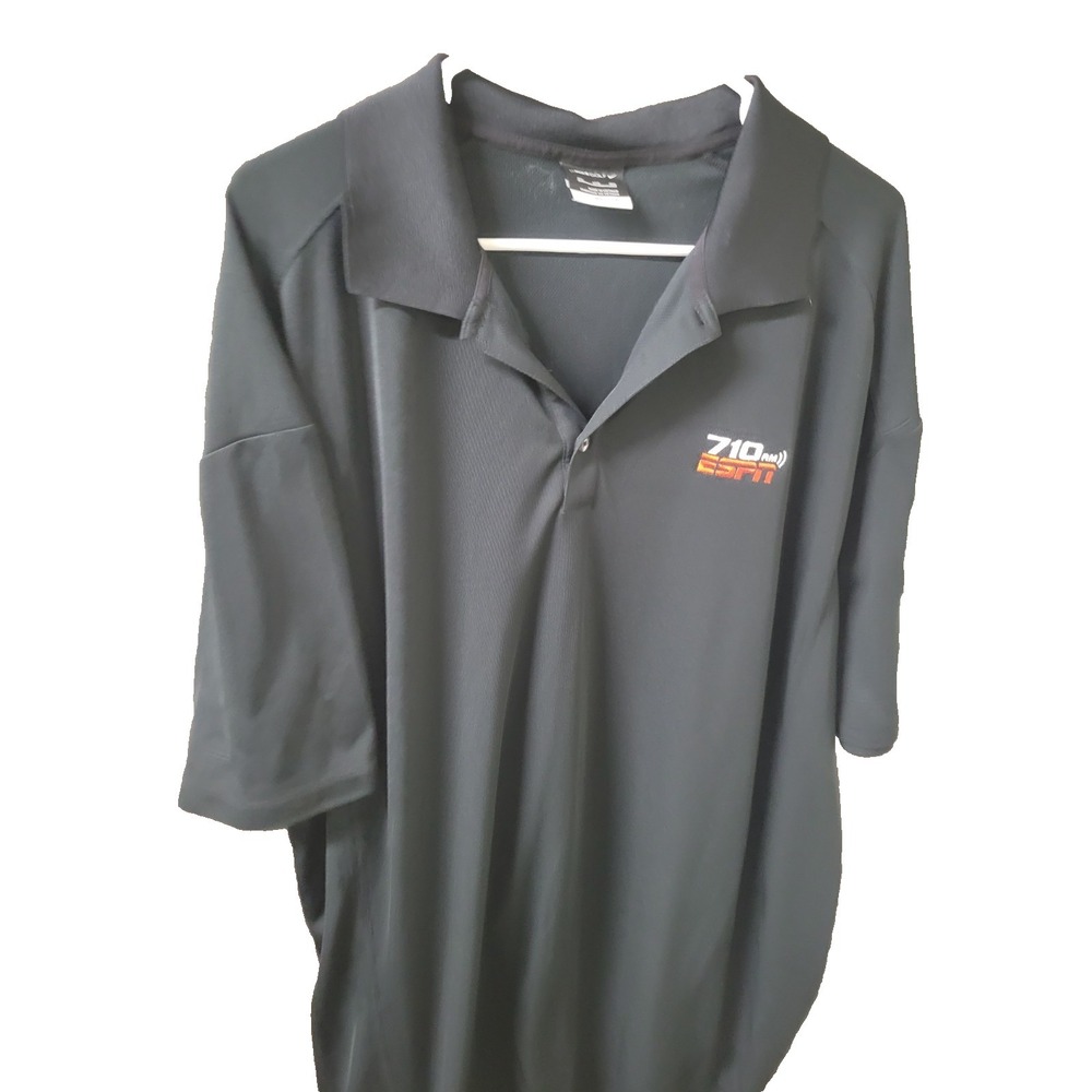 Nike Golf Polo Shirt Mens Black 710 AM ESPN Logo Short Sleeve Performance L
